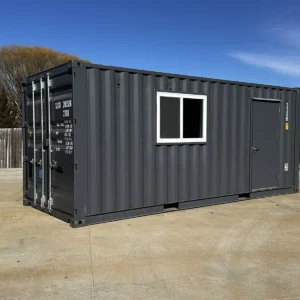 Alternative view of 20ft 20’ Slate Gray Shiplap 120V Shipping Container Office Mini Split