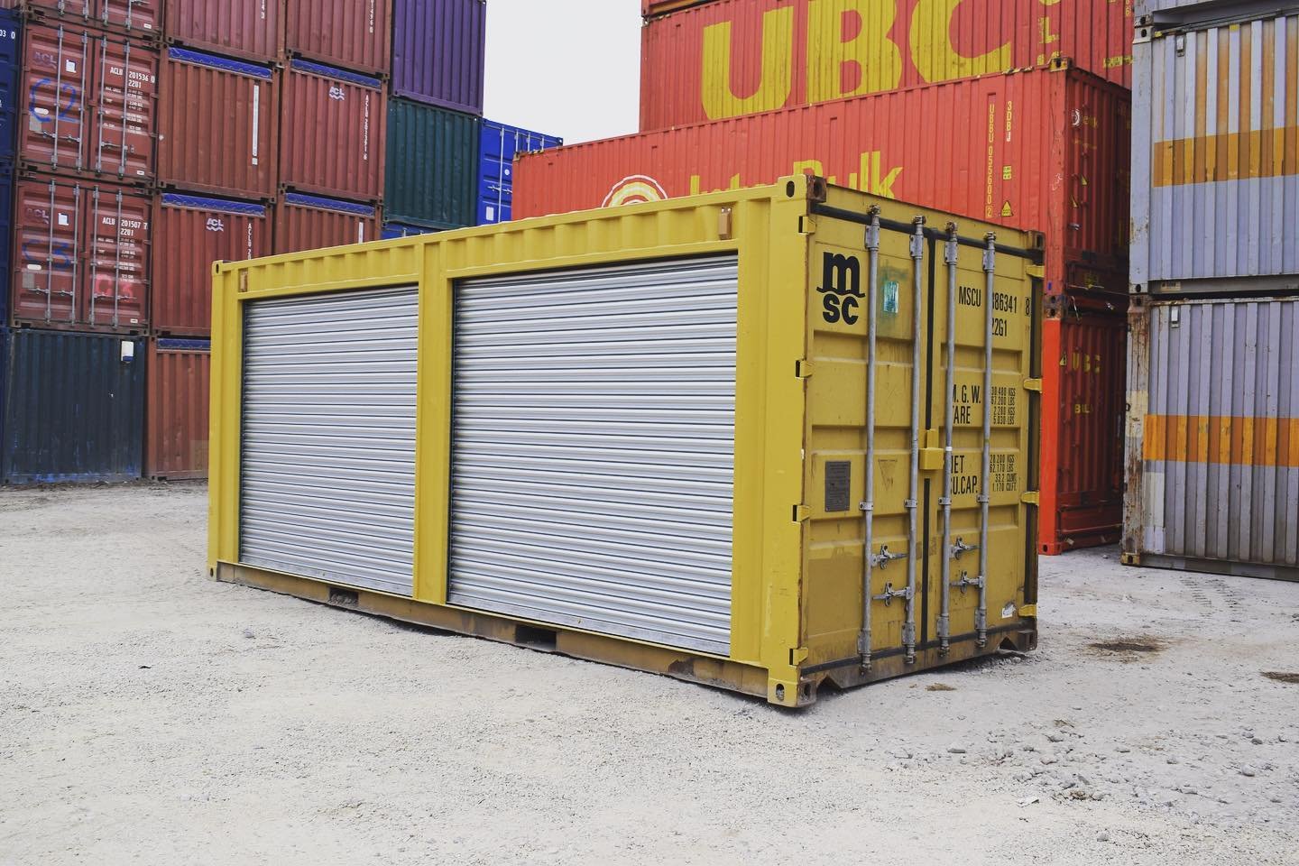 Yellow 20ft Used Container – Dual Side Roll-Up Doors