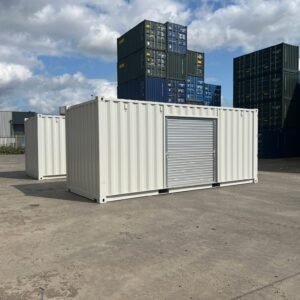 20ft Custom One Trip Shipping Container – Roller Shutter & RAL 7035 Respray